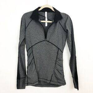 Lululemon Pullover Kriss Kross 1/2 Zip Tonka Stripe Black/Grey Women's Sz 6 NWT